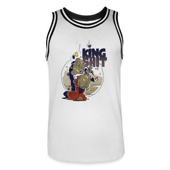 King Shit - Männer Basketball-Trikot - Weiß/Schwarz - Vorne - AI Model Male 185 dark (185cm)