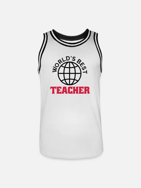 worlds best teacher - Men's Basketball Jersey - white/black