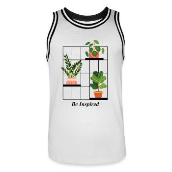 Plant Be Inspired Graphic - Men's Basketball Jersey - white/black - Front - AI Model Male 185 dark (185cm)