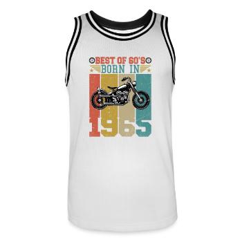 Best Of The 60's Born 1965 Vintage Motorcycle - Men's Basketball Jersey - white/black - Front - AI Model Male 185 dark (185cm)