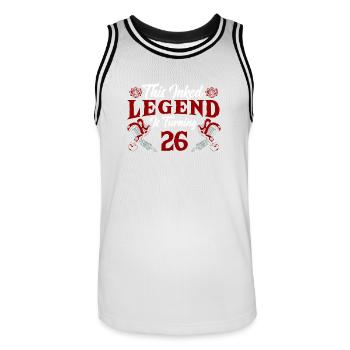 Cette légende de l’encre tourne 26 Fantastic 26. - Maillot de basket Homme - blanc/noir - Devant - AI Model Male 185 dark (185cm)