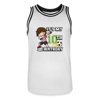 Soccer Boy It's My 10th Birthday Amerikanische - Männer Basketball-Trikot - Weiß/Schwarz - Vorne - AI Model Male 185 dark (185cm)