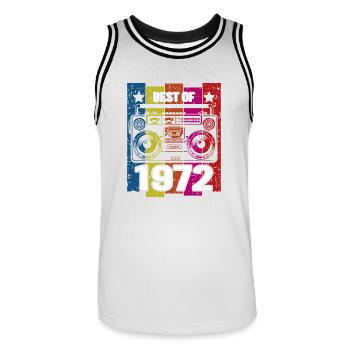 Meilleur de 1972 Stéréo Radio Cassette Player - Maillot de basket Homme - blanc/noir - Devant - AI Model Male 185 dark (185cm)