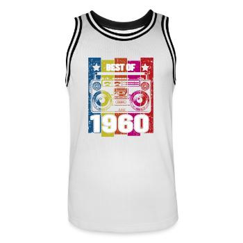 Meilleur de 1960 Lecteur de cassette radio stéréo - Maillot de basket Homme - blanc/noir - Devant - AI Model Male 185 dark (185cm)