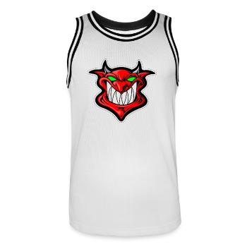 Teufel Teuflisch Dämon Demon Dämonisch Icon Kopf - Männer Basketball-Trikot - Weiß/Schwarz - Vorne - AI Model Male 185 dark (185cm)
