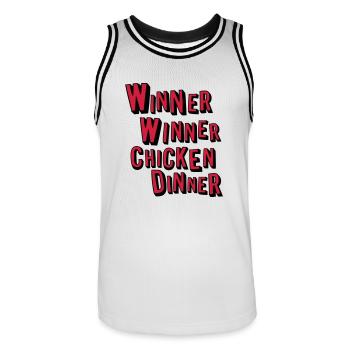 Winner Winner Chicken Dinner - Maillot de basket Homme - blanc/noir - Devant - AI Model Male 185 dark (185cm)
