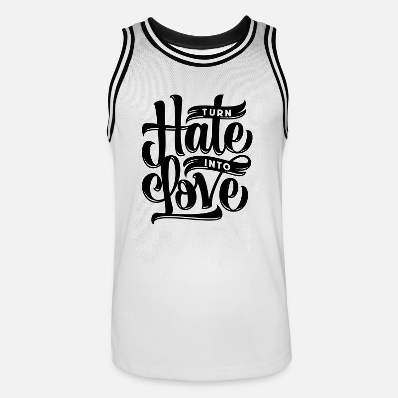 Turn Hate Into Love - Männer Basketball-Trikot - Weiß/Schwarz