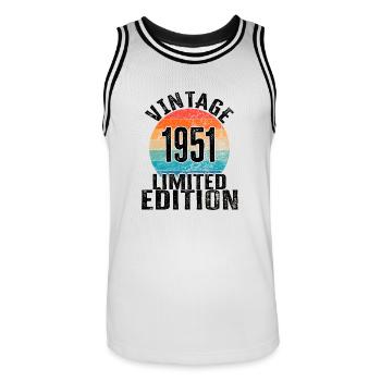 Année de naissance 1951 Vintage Limited Edition Retro - Maillot de basket Homme - blanc/noir - Devant - AI Model Male 185 dark (185cm)