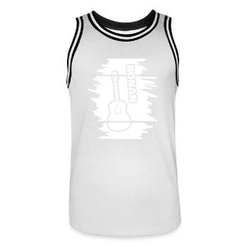 Ronan als Guitar - Männer Basketball-Trikot - Weiß/Schwarz - Vorne - AI Model Male 185 dark (185cm)