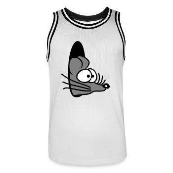Maus Wand Loch Mauseloch Guckt Süß Lustig Comic - Männer Basketball-Trikot - Weiß/Schwarz - Vorne - AI Model Male 185 dark (185cm)