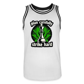 Schach plan carefully strike hard - Men's Basketball Jersey - white/black - Front - AI Model Male 185 dark (185cm)