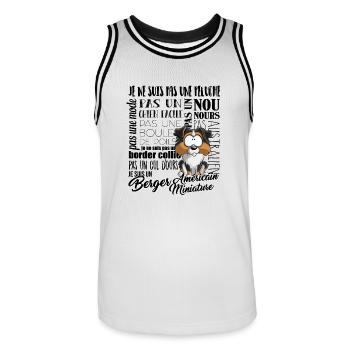 Je Suis Berger Américain Miniature -noirTri noirFR - Maillot de basket Homme - blanc/noir - Devant - AI Model Male 185 dark (185cm)