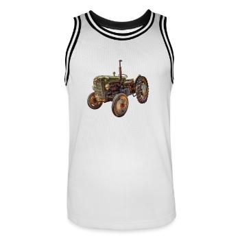 Tracteur vert Oldtimer - Maillot de basket Homme - blanc/noir - Devant - AI Model Male 185 dark (185cm)