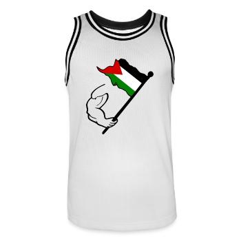 Free palestine - Maillot de basket Homme - blanc/noir - Devant - AI Model Male 185 dark (185cm)