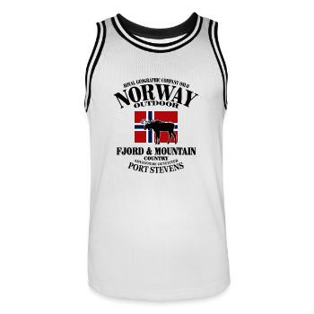 Moose - Elch - Norway Flag - Männer Basketball-Trikot - Weiß/Schwarz - Vorne - AI Model Male 185 dark (185cm)