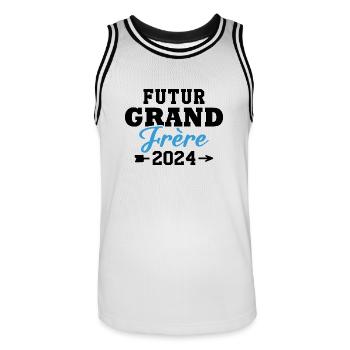 Futur Grand Frère 2024 - Maillot de basket Homme - blanc/noir - Devant - AI Model Male 185 dark (185cm)