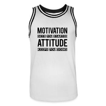 Motivation - Men's Basketball Jersey - white/black - Front - AI Model Male 185 dark (185cm)
