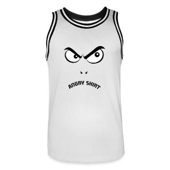 Lustig, Angry, funny, böser Blick - Männer Basketball-Trikot - Weiß/Schwarz - Vorne - AI Model Male 185 dark (185cm)