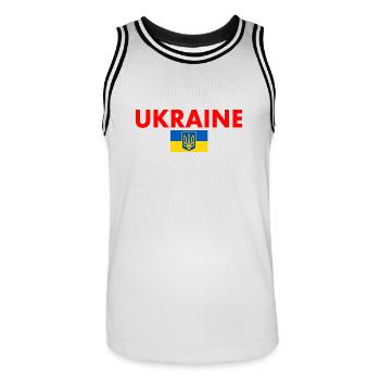 Ukraine - Männer Basketball-Trikot - Weiß/Schwarz - Vorne - AI Model Male 185 dark (185cm)