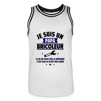 Je suis un papa bricoleur, Cadeau fête des pères - Maillot de basket Homme - blanc/noir - Devant - AI Model Male 185 dark (185cm)
