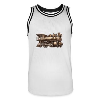 Zug / Lokomotive / Dampflok / Eisenbahn / Lock - Männer Basketball-Trikot - Weiß/Schwarz - Vorne - AI Model Male 185 dark (185cm)