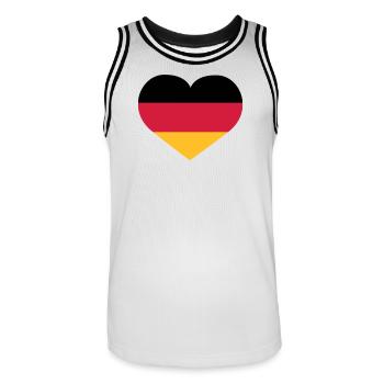 Deutschland Herz | Herz | Heart - Maillot de basket Homme - blanc/noir - Devant - AI Model Male 185 dark (185cm)