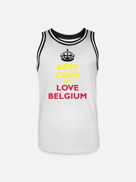 Keep Calm & Love Belgium - Men's Basketball Jersey - white/black