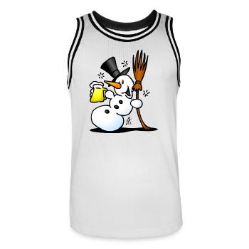 Whimsical Snowman with Beer and Broom - Men's Basketball Jersey - white/black - Front - AI Model Male 185 dark (185cm)
