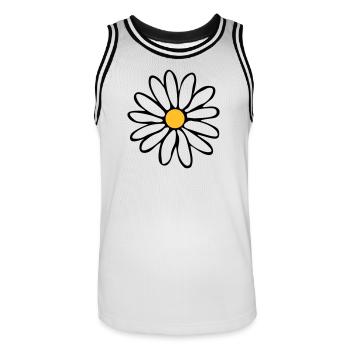 Margeriten - Männer Basketball-Trikot - Weiß/Schwarz - Vorne - AI Model Male 185 dark (185cm)