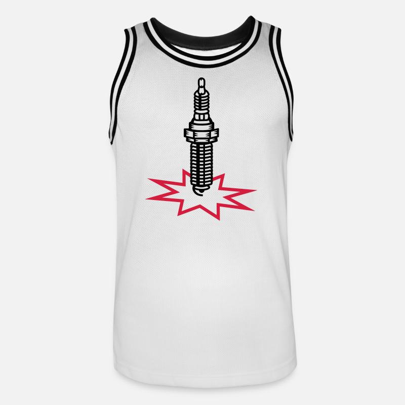 Zündkerze mit Zündfunken - Männer Basketball-Trikot - Weiß/Schwarz