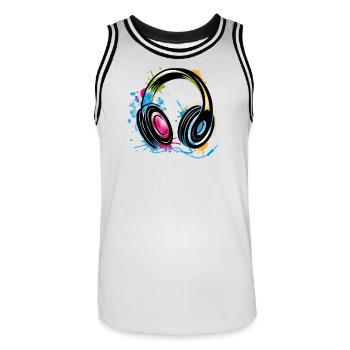 Un Casque Graffiti - Maillot de basket Homme - blanc/noir - Devant - AI Model Male 185 dark (185cm)