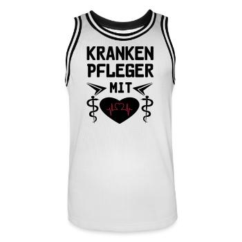 Krankenpfleger mit Herz Geschenk - Männer Basketball-Trikot - Weiß/Schwarz - Vorne - AI Model Male 185 dark (185cm)
