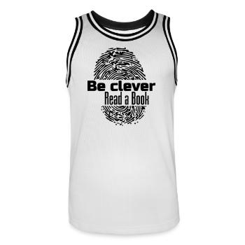 Be Clever - Read a Book - Men's Basketball Jersey - white/black - Front - AI Model Male 185 dark (185cm)