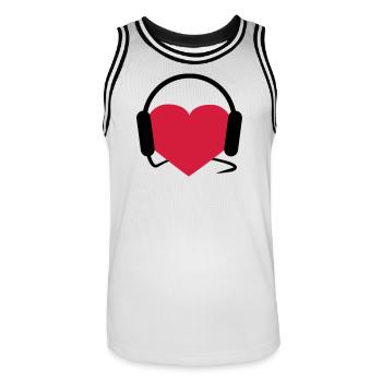 Musiclover | Herz | Heart | Kopfhörer | Musik | - Maillot de basket Homme - blanc/noir - Devant - AI Model Male 185 dark (185cm)