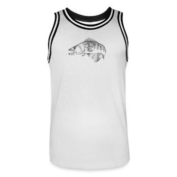 pike-perch - Maillot de basket Homme - blanc/noir - Devant - AI Model Male 185 dark (185cm)