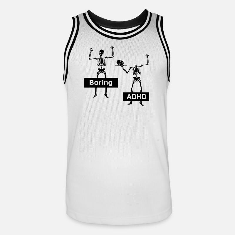 Boring vs ADHD ADHS Spruch Geschenk - Männer Basketball-Trikot - Weiß/Schwarz