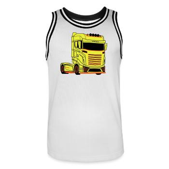Truck Driver Truck Driver Truck Brummi - Men's Basketball Jersey - white/black - Front - AI Model Male 185 dark (185cm)