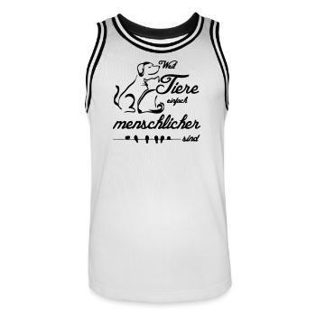 Tiere Menschen Tierfreund Tierschutz Geschenk - Männer Basketball-Trikot - Weiß/Schwarz - Vorne - AI Model Male 185 dark (185cm)