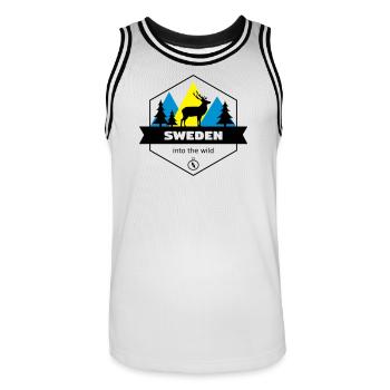 Sweden Into the Wild - Men's Basketball Jersey - white/black - Front - AI Model Male 185 dark (185cm)