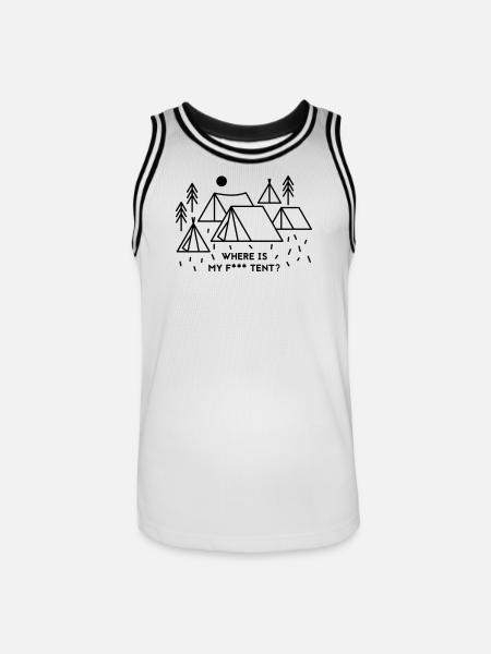 Where is my tent? - Männer Basketball-Trikot - Weiß/Schwarz