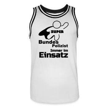 Super Bundespolizist Polizei, Sprüche, Geschenk - Männer Basketball-Trikot - Weiß/Schwarz - Vorne - AI Model Male 185 dark (185cm)