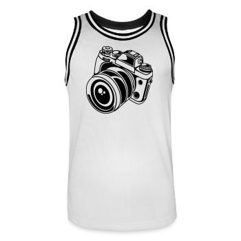 2541614 135426425 camera - Männer Basketball-Trikot - Weiß/Schwarz - Vorne - AI Model Male 185 dark (185cm)