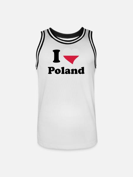 I love Poland - Men's Basketball Jersey - white/black