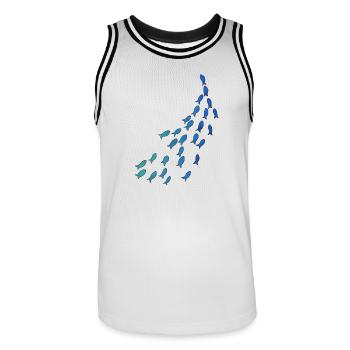 Fischschwarm - Männer Basketball-Trikot - Weiß/Schwarz - Vorne - AI Model Male 185 dark (185cm)