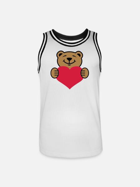 Herz | Bärchen | Heart | Bear - Men's Basketball Jersey - white/black