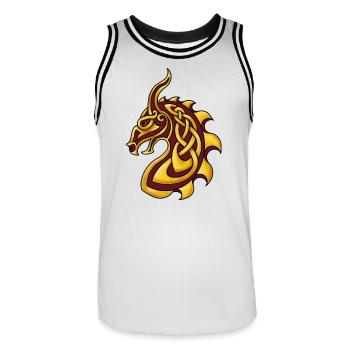 Celtic Dragon Red Gold - Men's Basketball Jersey - white/black - Front - AI Model Male 185 dark (185cm)