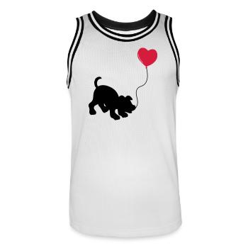 hund mit Luftballon - herz doglover - Kindermotiv - Männer Basketball-Trikot - Weiß/Schwarz - Vorne - AI Model Male 185 dark (185cm)
