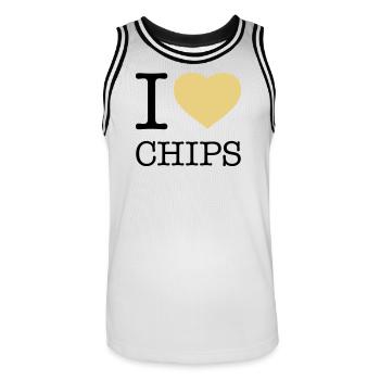 I LOVE CHIPS - Maillot de basket Homme - blanc/noir - Devant - AI Model Male 185 dark (185cm)