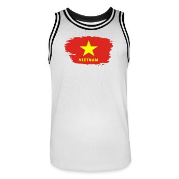Vietnam drapeau / Cadeau Hanoi Asie Asie du Sud-Est - Maillot de basket Homme - blanc/noir - Devant - AI Model Male 185 dark (185cm)