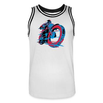 classic_biker_3colors selectable - Men's Basketball Jersey - white/black - Front - AI Model Male 185 dark (185cm)